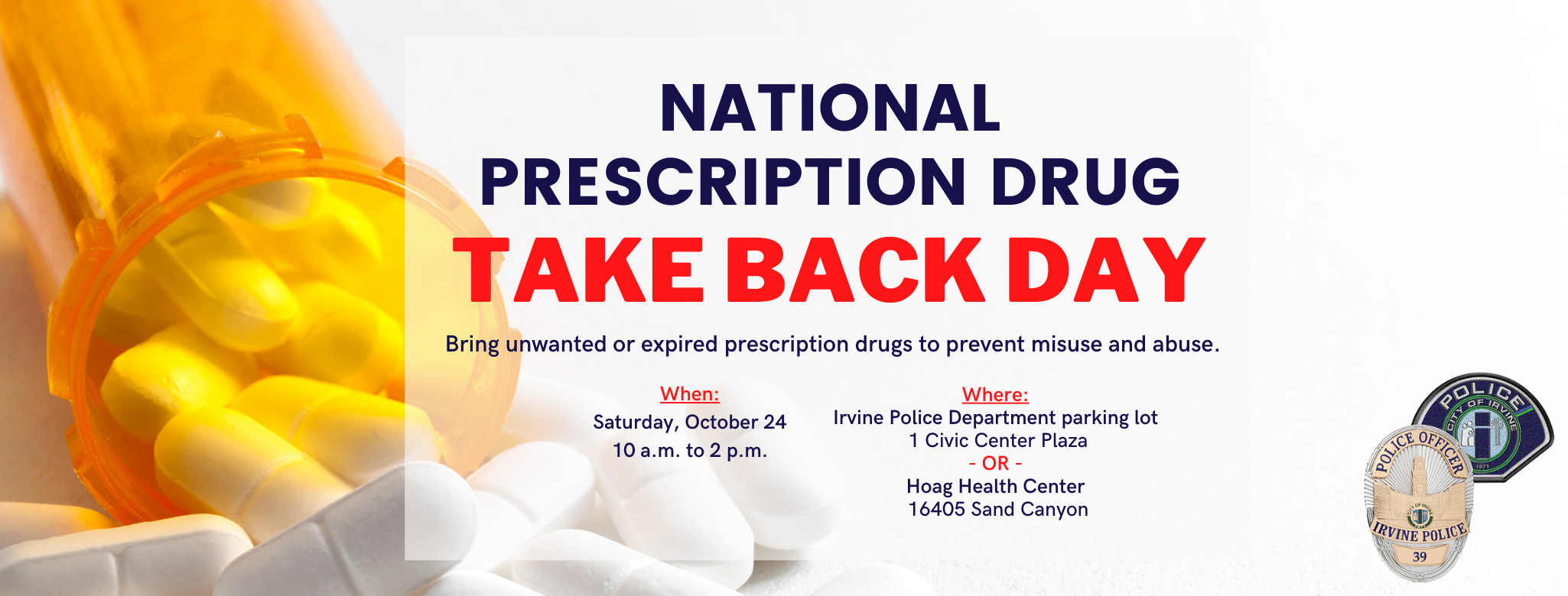 National Prescription Drug Take Back Day City of Irvine